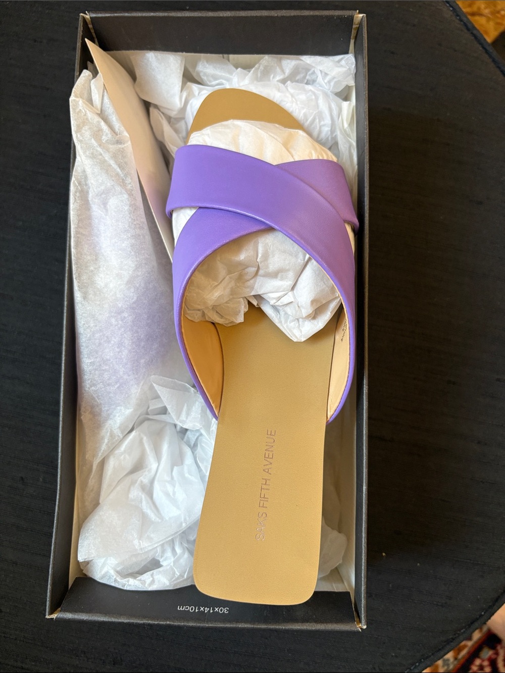 New inbox lilac leather upper sandal, Saks Fifth Avenue